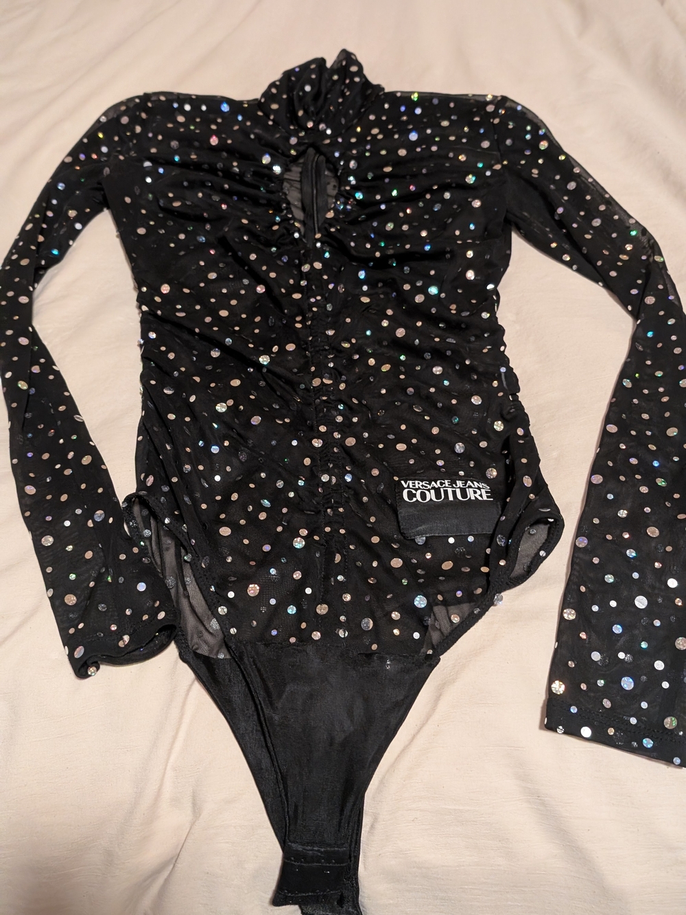Versace Jeans Couture Black Sequin Bodysuit Women S